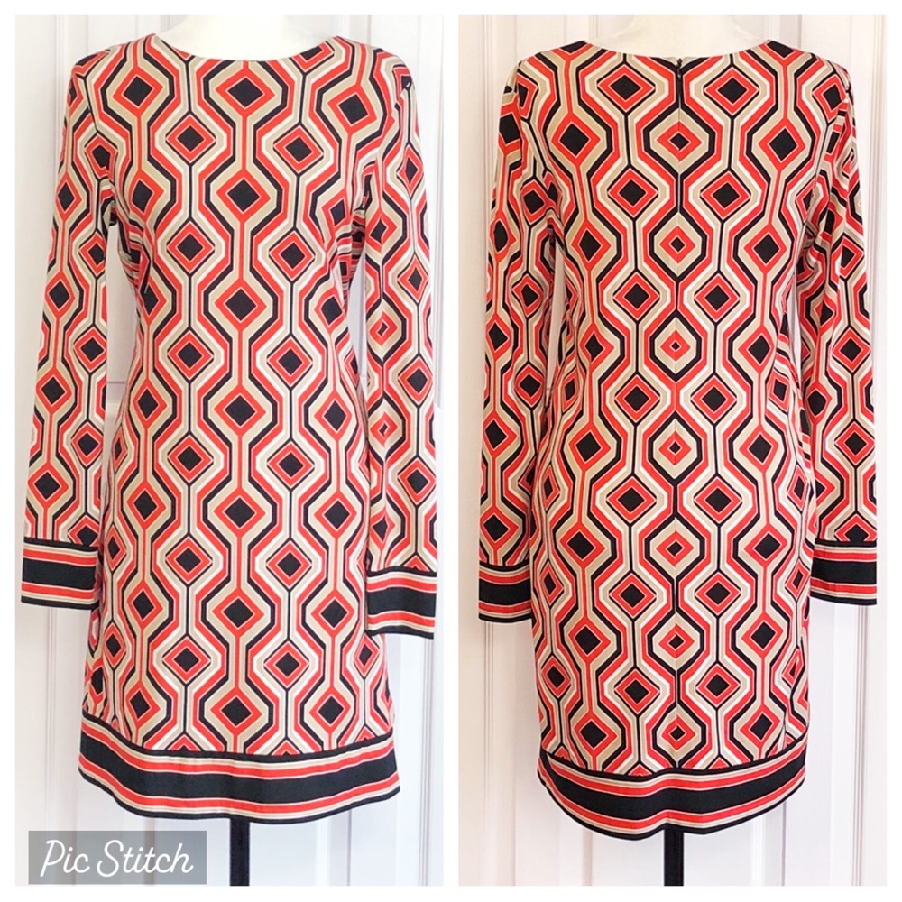 Michael Michael Kors Retro Orange Geo Print Tunic Mini Dress Small